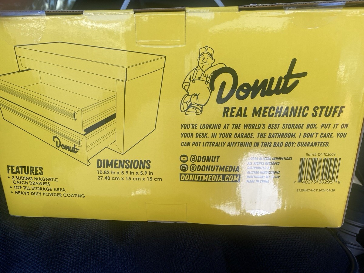 Mini Boîte à Outils Portable Donut Media - 2 Tiroirs Magnétiques - Jaune - Neuf
