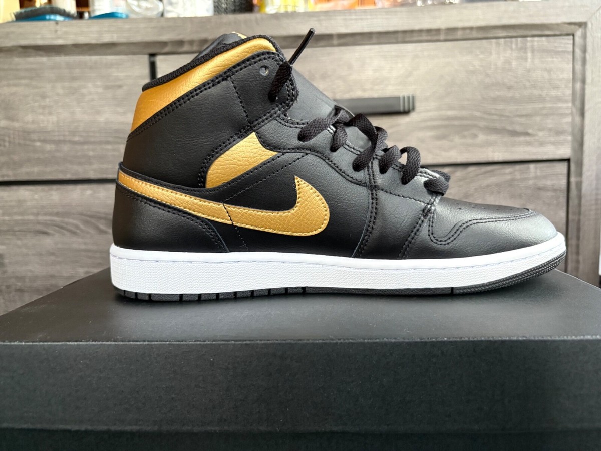 Jordan 1 mid mens, Black and Metallic gold, size 10 | eBay display picture 2