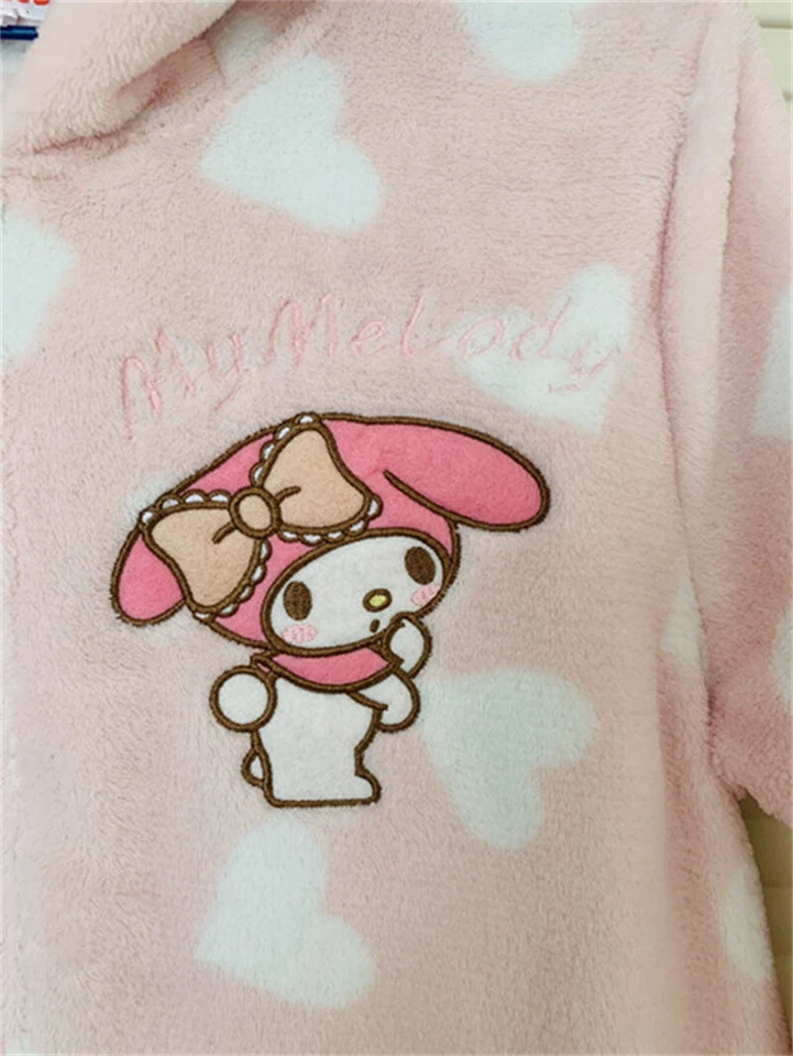My MELODY Ropa de dormir de felpa Invierno Ropa para el hogar Traje con capucha Coral Terciopelo Abrigo Pantalones Foto 4 de 4