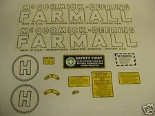 McCormick Deering Farmall Model H Decal Set Mylar