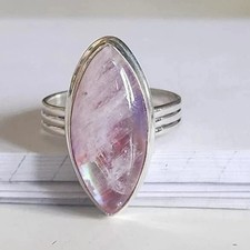 Pink Moonstone Solid 925 Sterling Silver Statement Handmade Ring All Size M1677