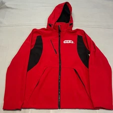 H.E.B Grocery Red Softshell Lined Hoodie Jacket Women S Worker Employee -3919