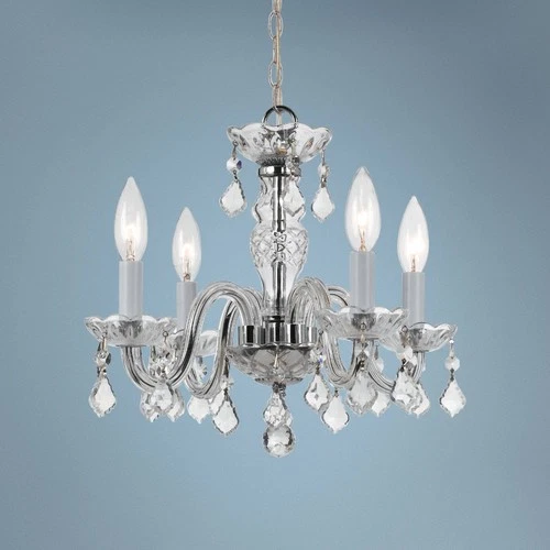 Traditional Crystal 15" Wide Chrome 4-Light Chandelier - Picture 1 of 5
