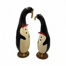 Set Of Two Penguin Gourds Bow Tie Hand Painted Primitive 13.25   12  