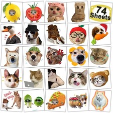 CHARLENT Cute Cat Meme Temporary Tattoos - 74 Individually Small, Multicolor