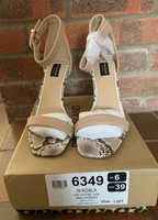 River Island Nude Pink Light Snake Print Sandals - size 6 Wide Fit RRP