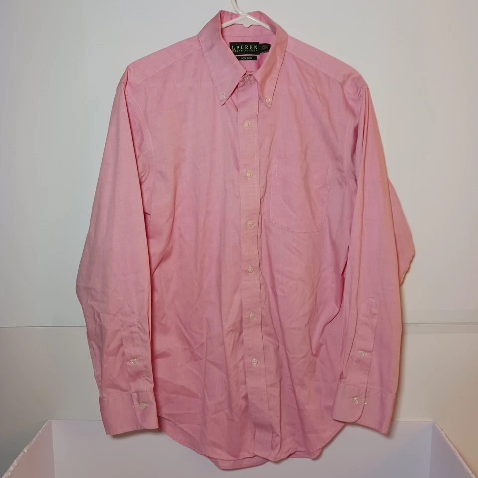 Camisa de vestir Ralph Lauren rosa con botones sin hierro para hombre talla L 15,5-32/33 Foto 2 de 4