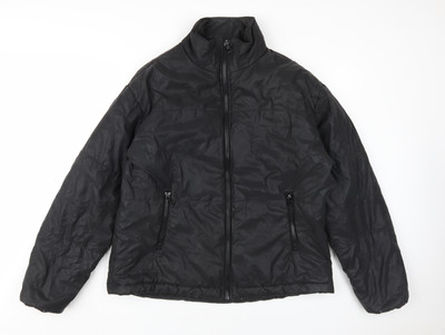 Nova Men Black Puffer Jacket L Full Zip Casual