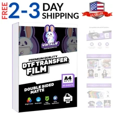 DTF Transfer Film – A4 8.5”x11”50 Sheets  Matte Double Sided DTF Film PET Tra...