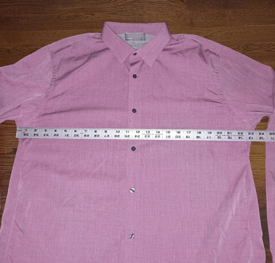 Vince Shirt Mens XL Long Sleeve Button Front Dark Pink Extra Large 100% Cotton - Image 3 of 4