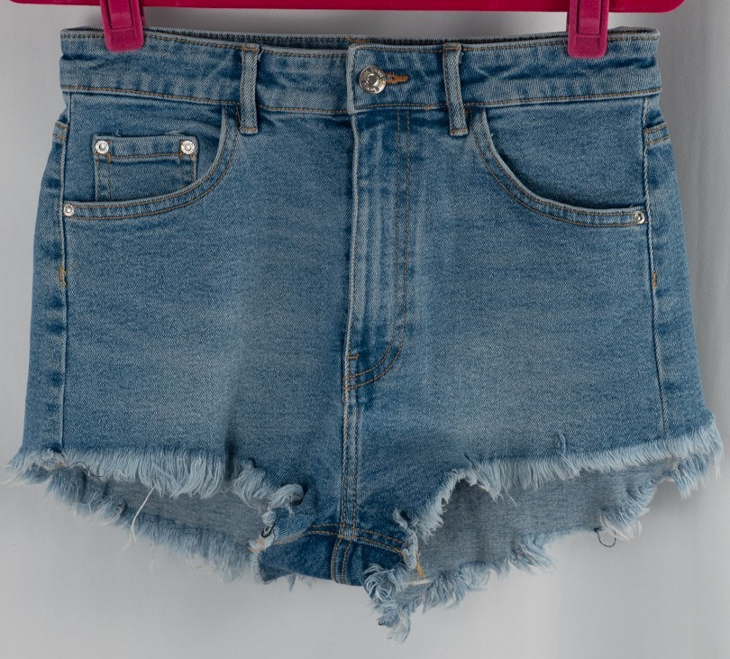 Zara Blue Frayed Size 10 Short Denim Shorts Pre-Owned image 2