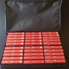 Lebo Black Padded Zip Carrying Case w/ 16 Sony HF 60  14 HF 90 Blank Cassettes