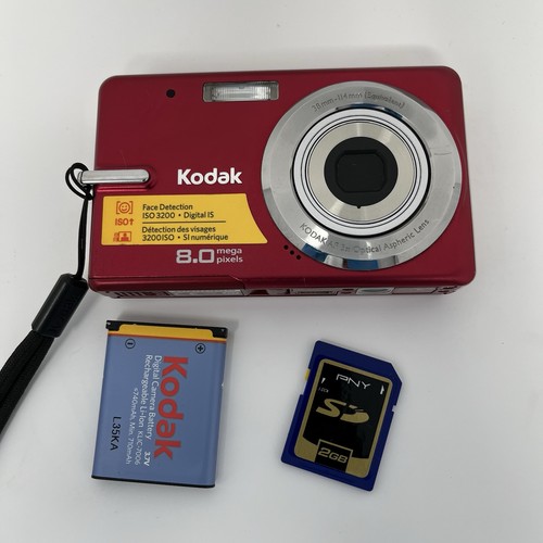 Kodak EasyShare M883 8.0MP Digital Camera Red w/ Battery & 2GB SD Card ...
