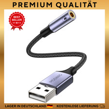 USB 3,5 mm Klinke Audio Adapter, Externe USB A Soundkarte Aux Stereo Konverter