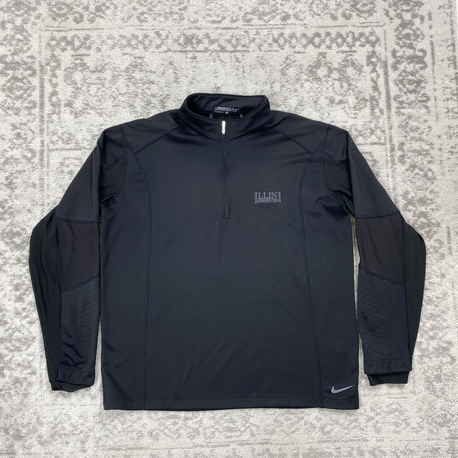 Nike Dri Fit Golf Sweater Mens Stay Warm Therma-Fit Black Shirt Gray Size Large