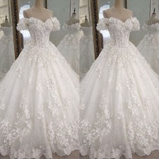 Gorgeous Wedding Dresses Lace Flower Appliques Off The Shoulder Bridal Gowns