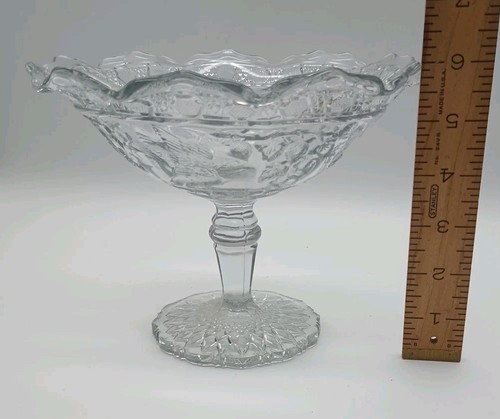 antikes EAPG offenes gekräuseltes KOMPOTT Indiana Glas 157 VOGEL UND ERDBEERE 1916 - Bild 5 von 6