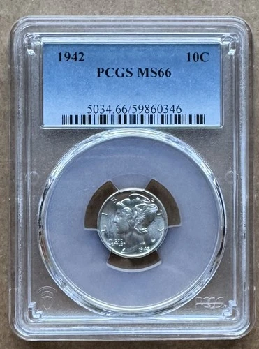 1942 10C PCGS MS66 1942 MERCURY DIME SILVER 10c