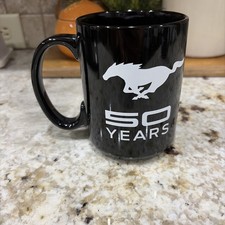 Ford Mustang 50 Years Anniversary Pony Car Coffee Mug Cup Blackwhite