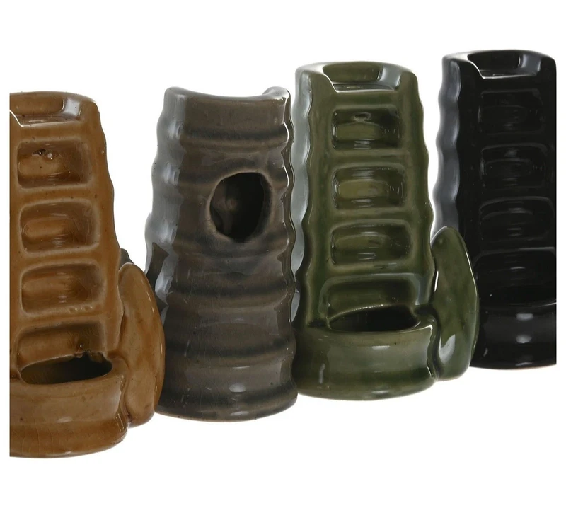 Porta Incensi Backflow in Ceramica a Cascata per Coni Verde Grigio Nero Senape, fotografia 3 di 9
