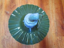 VINTAGE GREEN PORCELAIN  WAVY 20” SHADE GAS STATION/ STREET LIGHT