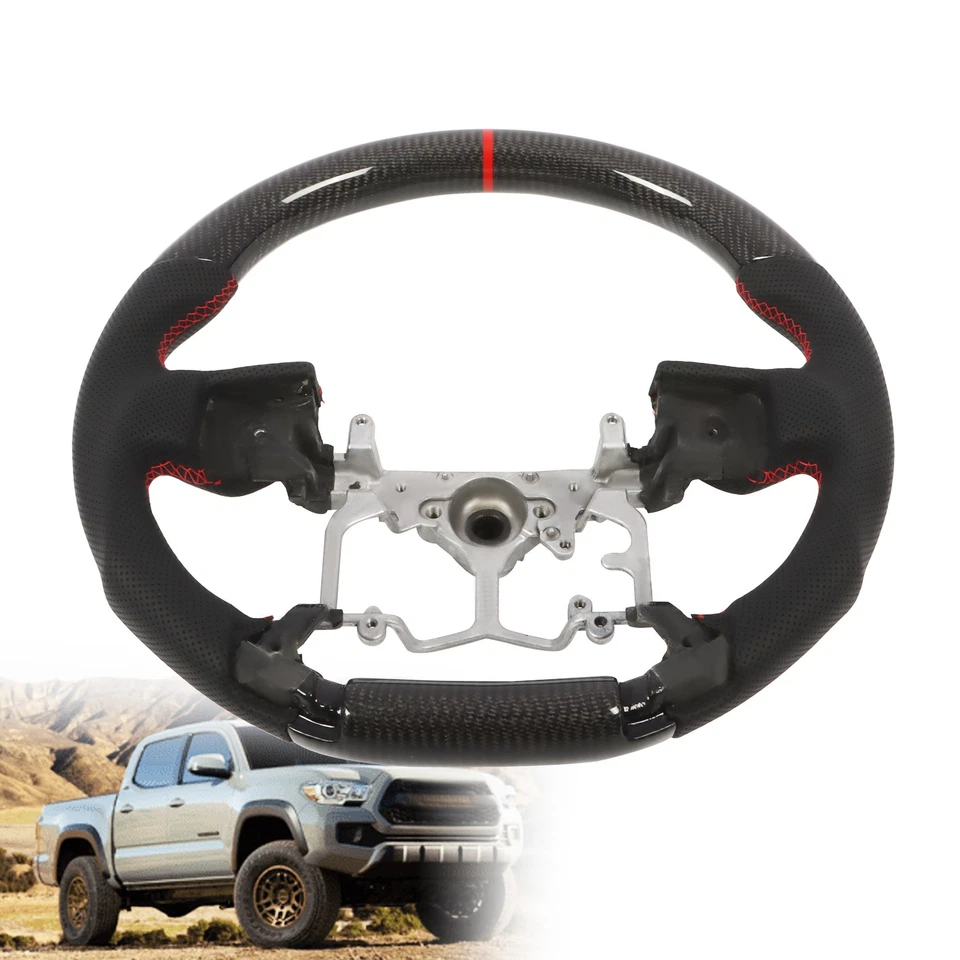 Volante de fibra de carbono real para Toyota 4RUNNER TUNDRA TACOMA 2010-2023 Foto 2 de 4
