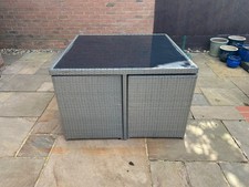 Rattan Cube Set 4 Chairs with Cushions & 4 Foot  Stools