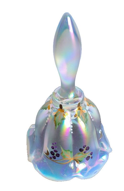 Fenton 5 3/4" Bell Grapes Opalescent Hand Painted #626 P. Hayhurst