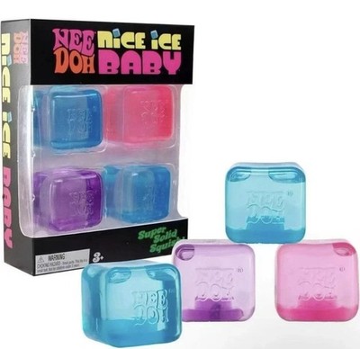 NeeDoh Nice Ice Baby 4er-Pack Mini Würfel Authentisch Squishy Fidget Stress Spielzeug AT