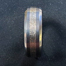 Shelton Jewelers Albuquerque Gray Tungsten & Platinum Band Ring Size 9.5