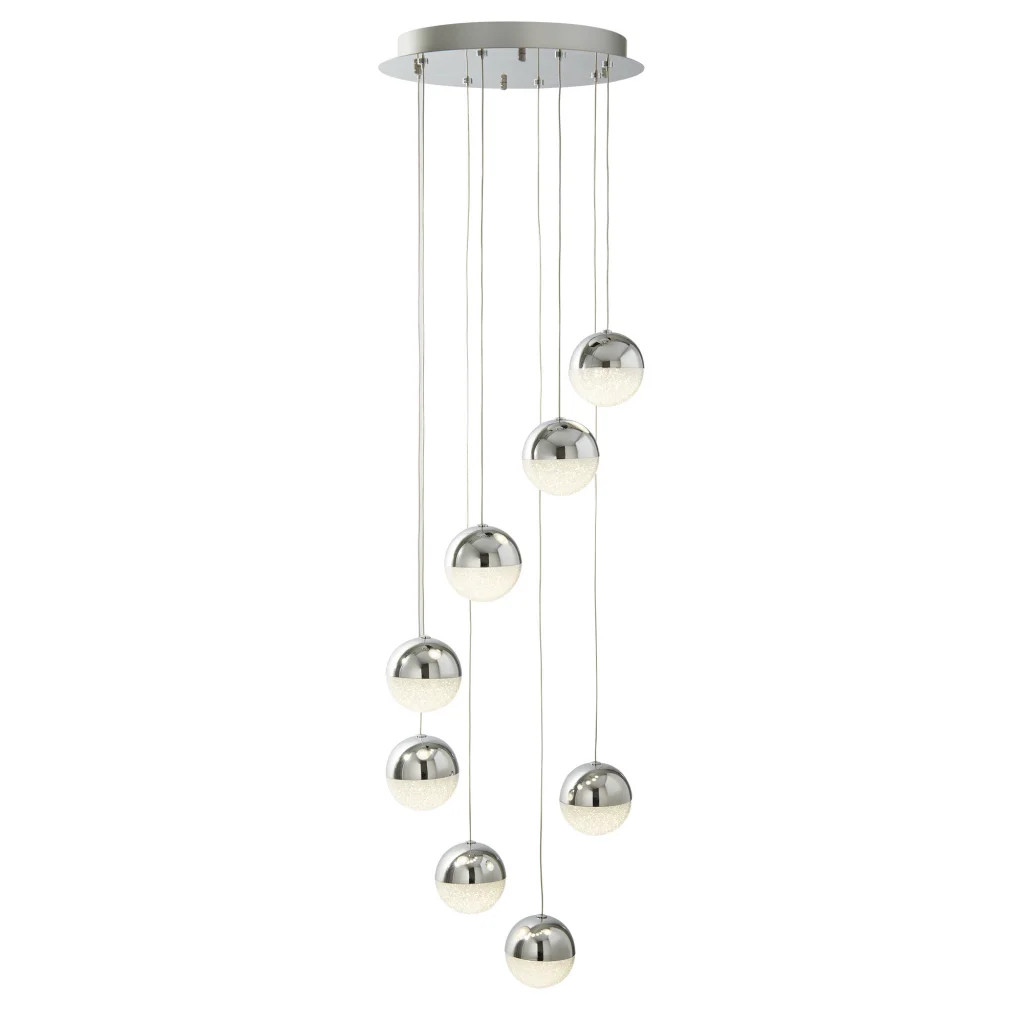 Ceiling Light Silver Marbles 8 LED Chrome Searchlight 5848-8CC