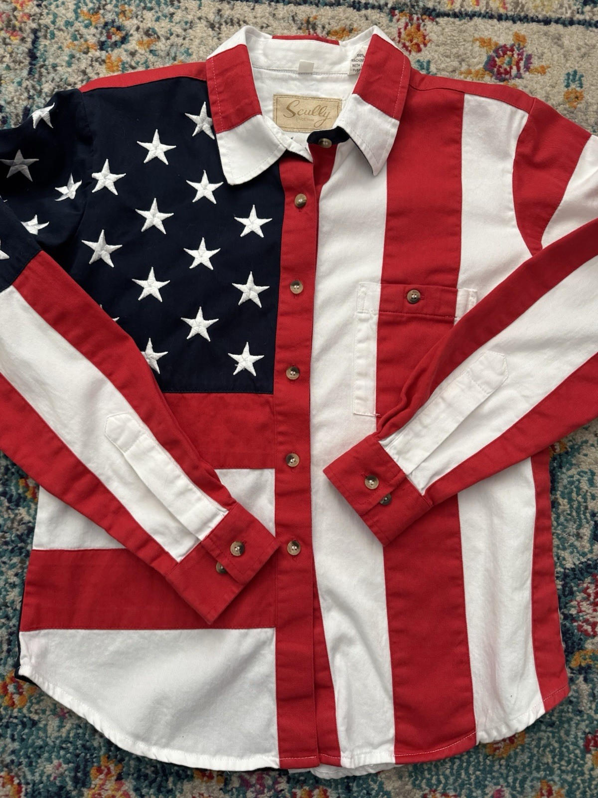 Vintage Scully American Flag Western Button Down … - image 1