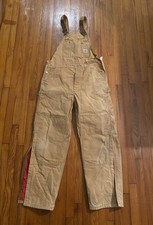 VTG Carhartt Lined Insulated Bibs Overalls Mens 40x32 Brown R02 Double Knee USA