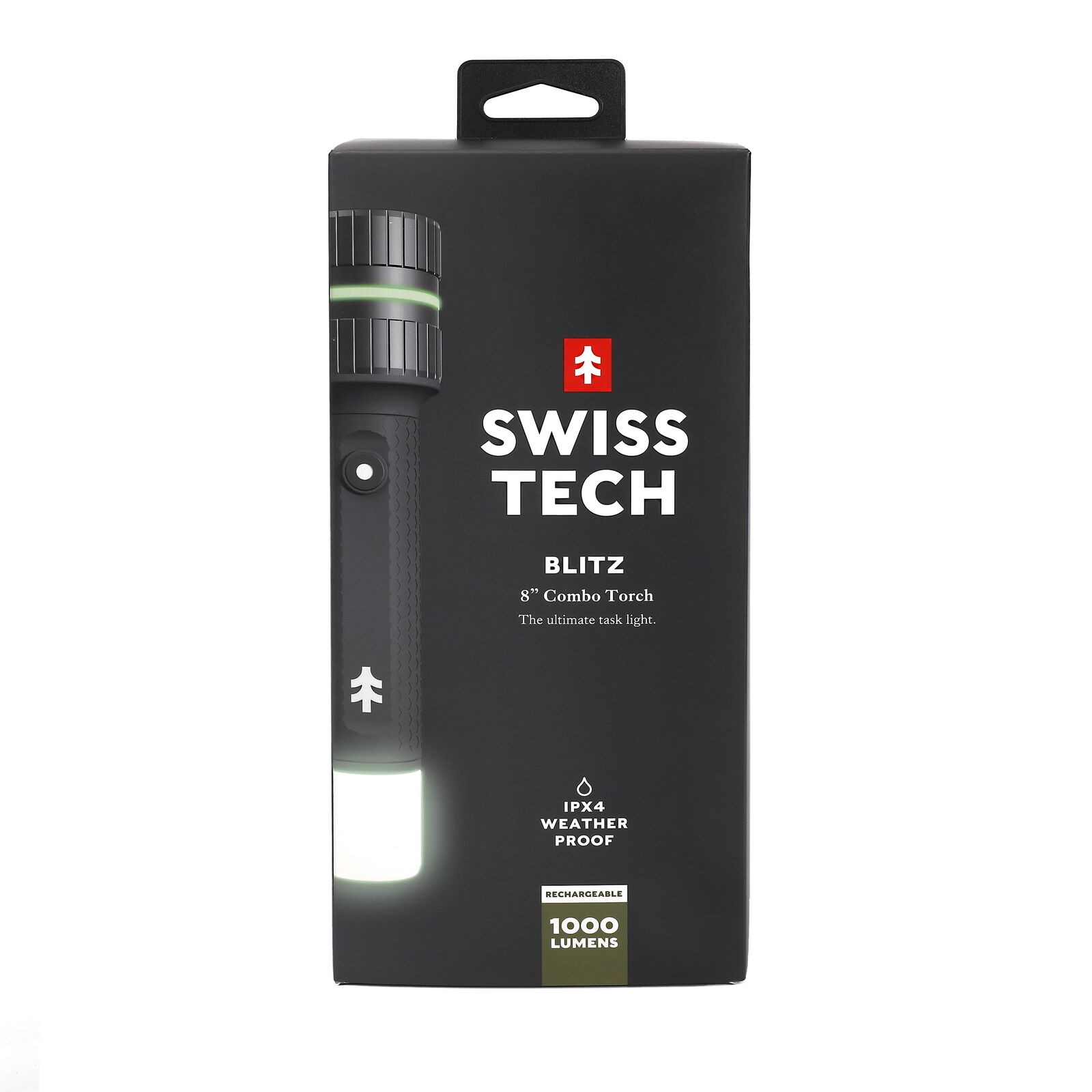 Swiss Tech 1000 Lumen LED Rechargeable Combo Flashlight, IPX4 Weatherproof
