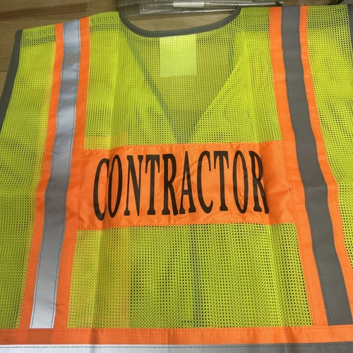 8 New Contractor High-Viz Neon Yellow Safety Vest. Model SRUS 8002 image 9