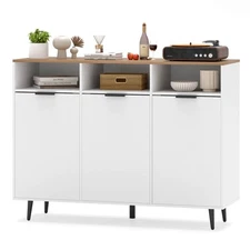 Buffet Sideboard with 3 Open Compartments 3 Doors 5-Posistion Adjustable Shelves