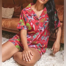 PRINTFRESH Antelope's Forest Zebra Pajama Top Size Small Organic Cotton Sleep PJ