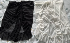2 Ladies Sheer  Sarong/Wrap Skirt/Cover Ups Black and Ivory  with Frilled Front