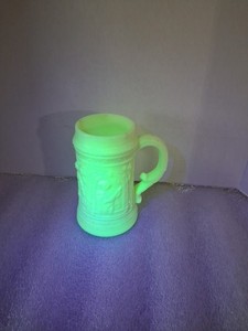 Westmoreland Greentown ? Serenade Antique German Uranium Glass Stein Mug