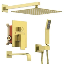 12 Inch Shower System With High Pressure Rainfall and Handheld Shower Heads, ...