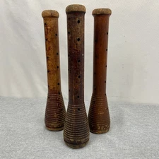 3 Wooden Textile Mill Spindle Spool Bobbin Textile Beehive Industrial 12"