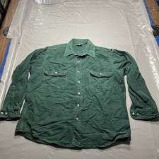 VTG Five Brother XL Chamois Flannel Shirt Green 100 Cotton Heavy Distressed