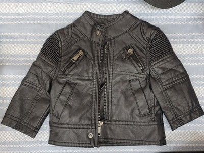 Urban Republic Baby Moto Jacket Black Faux Leather 3/6 Months NEW Bikercore