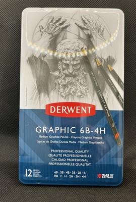 NEU Derwent Grafik Medium Graphit Skizzieren Zeichnen Stifte 12er Set 6B - 4H