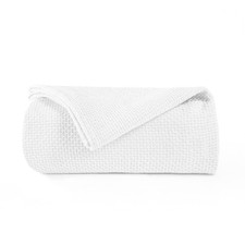 100 Cotton Bed Blanket Full Queen Size Honeycomb Waffle 90x90 Inch White