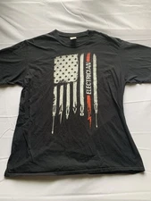 Port & Co Mens Black Short Sleeve Tee Shirt Graphic Print Size XL