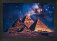Egyptian Pyramid Night Framed Wall Art Poster Canvas Print Picture