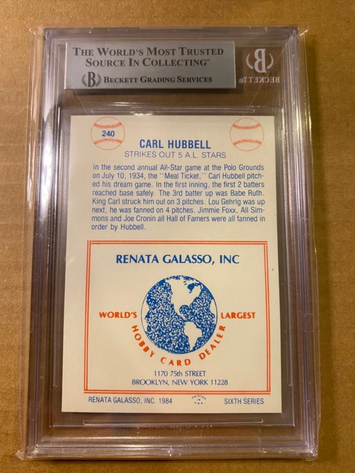 MLB HOF Carl Hubbell pitcher Beckett graded-authentic autographed card - Image 2 of 2