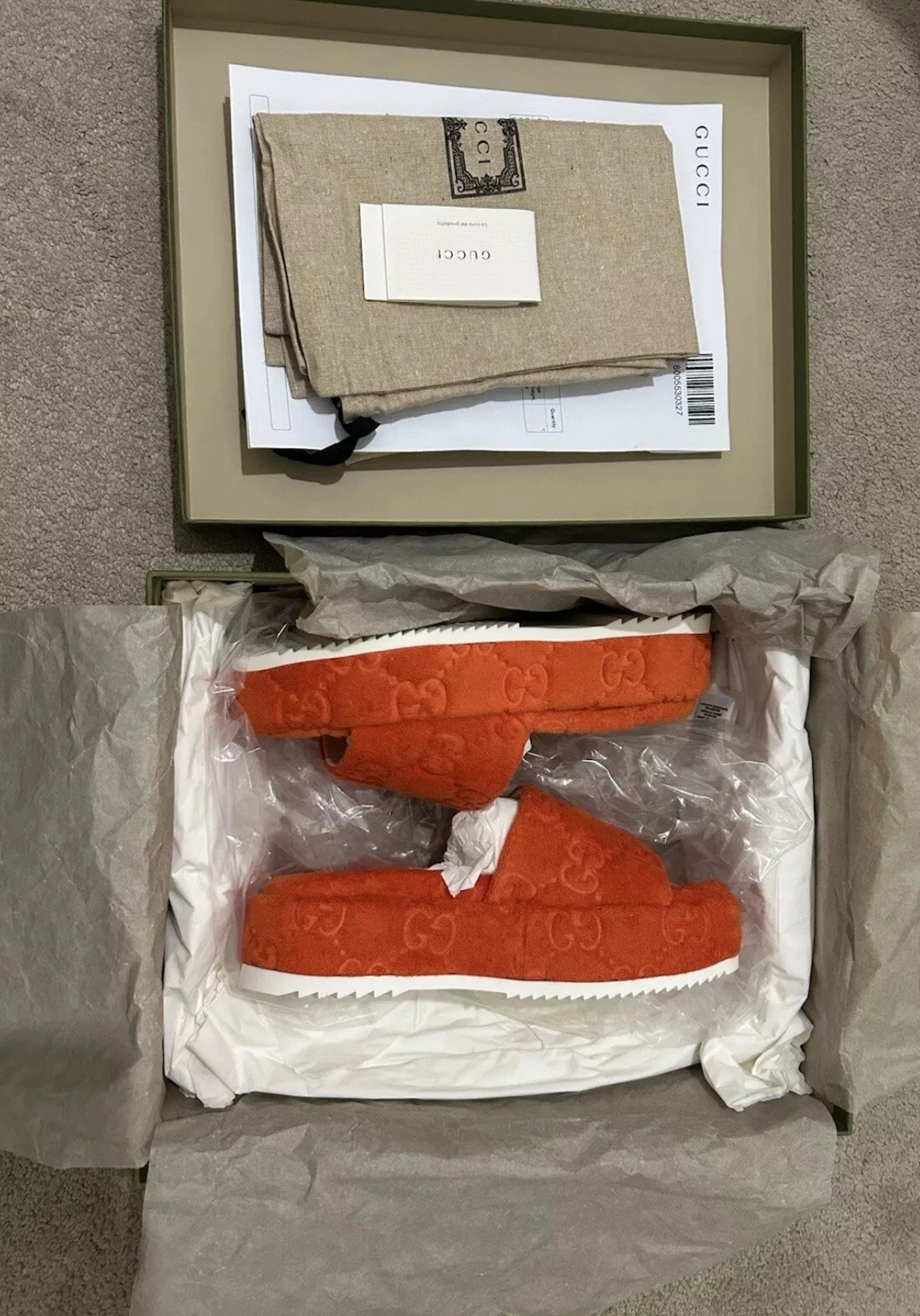 Sandales plates Gucci Angelina GG orange éponge Monoriccio neuves pointure 38 