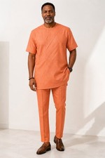 New Size L Nigeria/African Men’s Traditional 2pc Kaftan Dashiki (Pant Waist 34”)